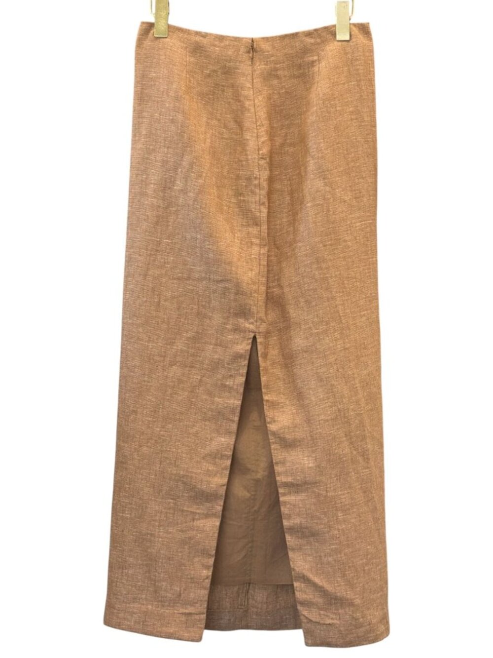 Posse Nancy Linen Pencil Maxi Skirt Walnut Medium M - Picture 4 of 12